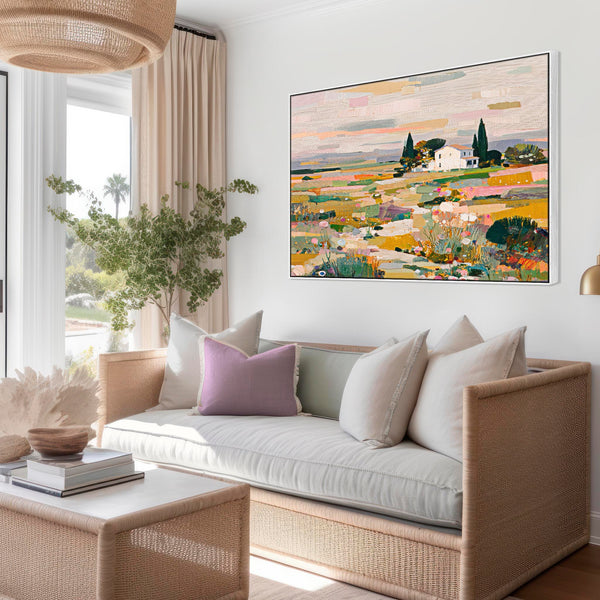 Tuscan Horizon Colourful Framed Artwork on Canvas