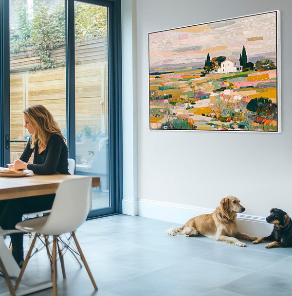 Tuscan Horizon Colourful Framed Artwork on Canvas