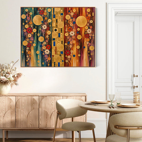 Unusual Bright Gustav Klimt inspired Framed Canvas - Colourful
