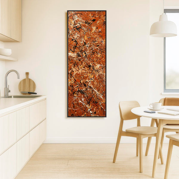 Tall Framed Vertical Wall Art Canvas - Rust - Upright Abstract