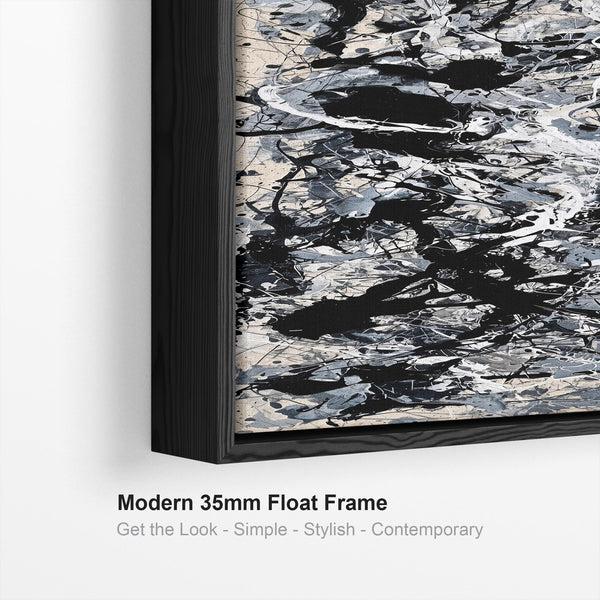 Tall Abstract Hallway Wall Art - Vertical Grey Pollock Style