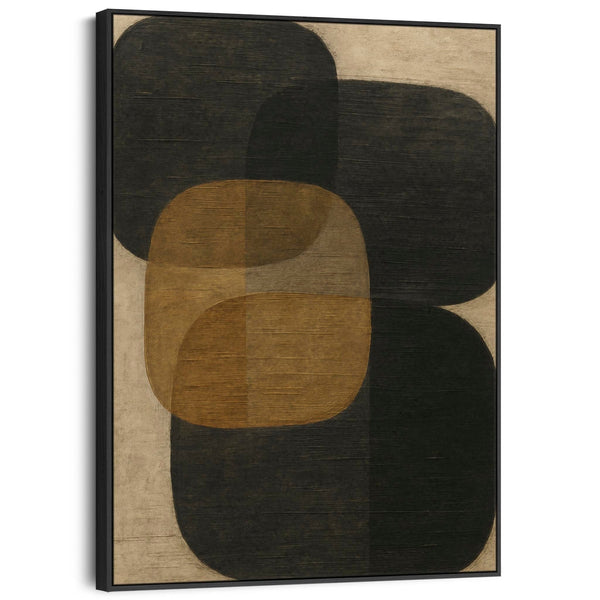 Brown Black Canvas Artwork Framed Wabi Sabi - Japandi Shadow