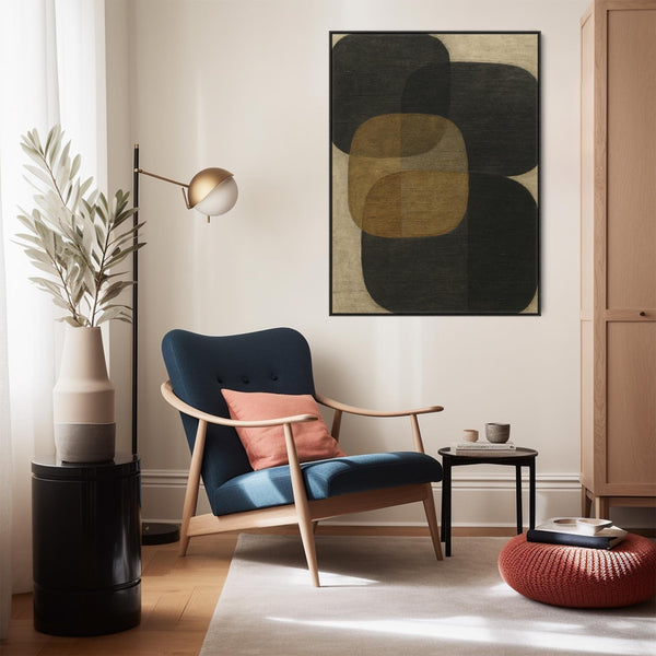 Brown Black Canvas Artwork Framed Wabi Sabi - Japandi Shadow