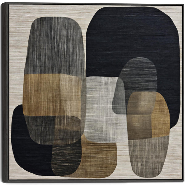 Beige Black Japandi Framed Wall Art Wabi Sabi - Linen Stillness