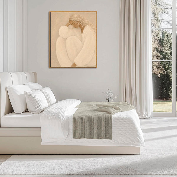 Framed Artwork for Bedroom - Thoughtful Elegance 1 - Neutral Beige