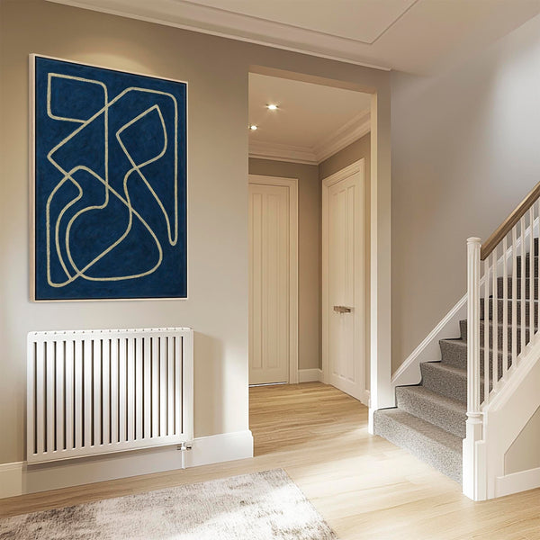 Blue White Abstract Framed Artwork Matisse Style - Wanderlust