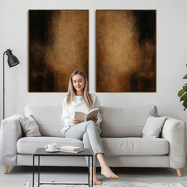 Brown Beige Black Framed Artwork Canvas Coffee Wish