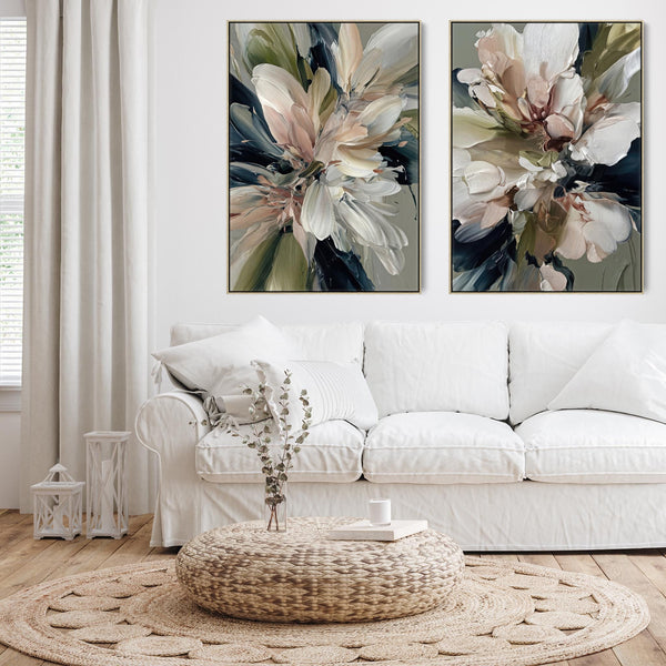 Extra Large Living Room Pair Canvas Pictures Framed - Set of 2