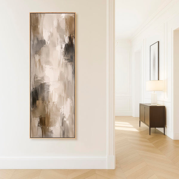 Hallway Framed Canvas Picture - Beige Brown Abstract Hall Art