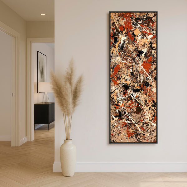 Hallway Framed Canvas Picture - Beige Rust Entrance Way Art