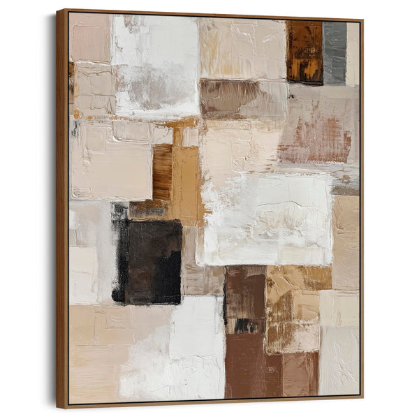 Warm Brown Cream Neutral Canvas Artwork Framed - Timber & Clay