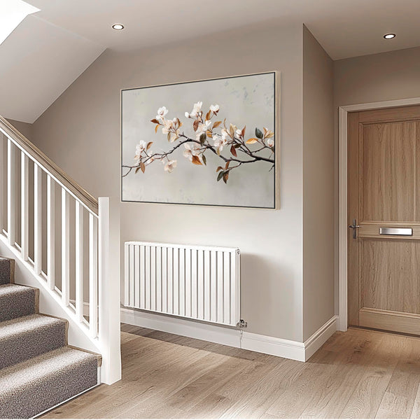 Warm Scandi Neutral Framed Blossom Wall Art for lounge - Tawny