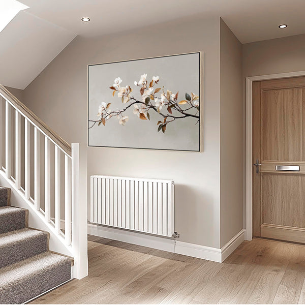 Warm Scandi Neutral Framed Blossom Wall Art for lounge - Tawny