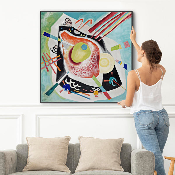 Wassily Kandinsky Framed Wall Art Canvas Print - White Oval - Painting 2021