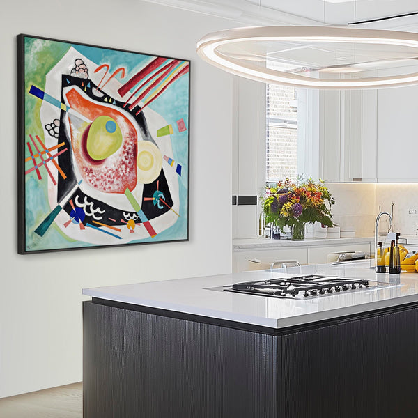 Wassily Kandinsky Framed Wall Art Canvas Print - White Oval - Painting 2021