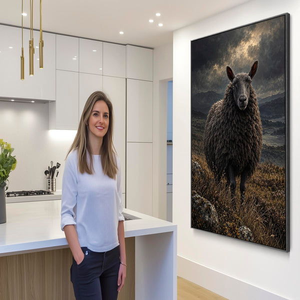 Black Sheep Framed Canvas Art - Dark Moody Print - The Outsider