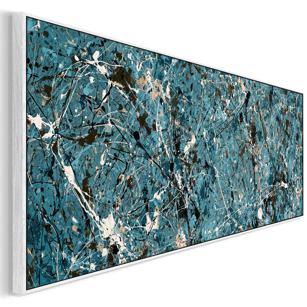Wide Teal Blue Horizontal Framed Bedroom Canvas for Over Bed