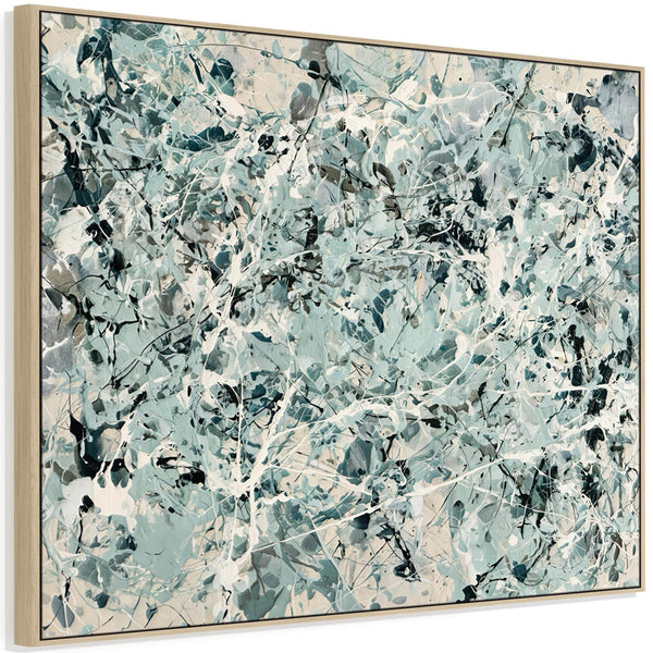 Bedroom Framed Canvas Green Abstract Jackson Pollock Inspired