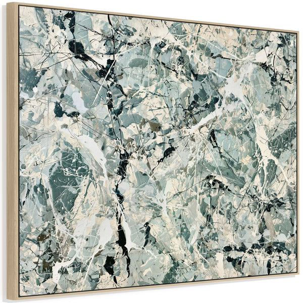 Living Room Framed Canvas Sage Green Jackson Pollock Inspired