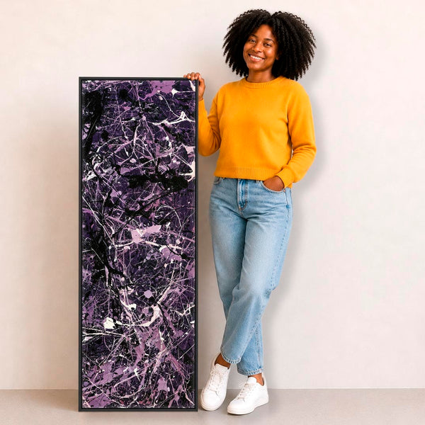 Tall Vertical Framed Purple Wall Art Aubergine Purple Upright