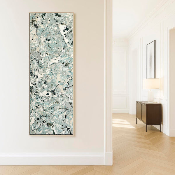 Tall Hallway Vertical Canvas Wall Art - Sage Green Entrance Art
