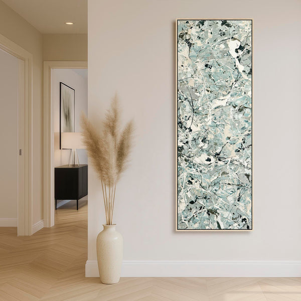 Tall Hallway Vertical Canvas Wall Art - Sage Green Entrance Art