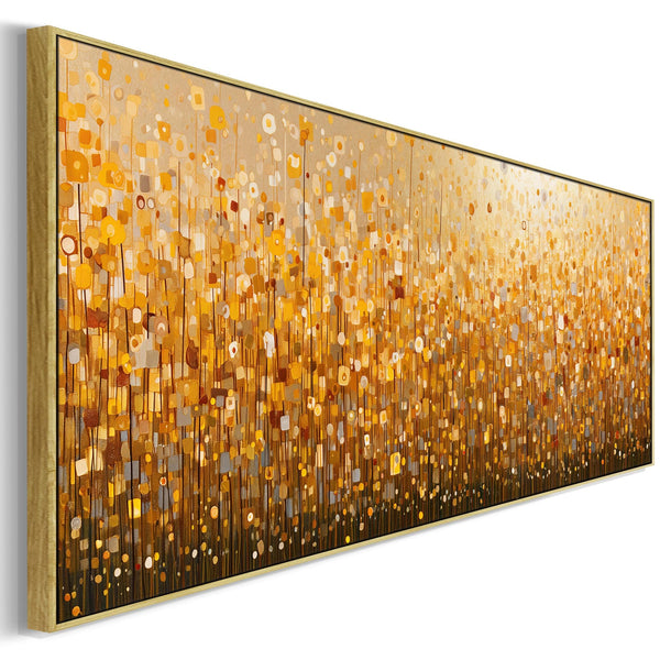 Wide Yellow Gold Abstract Bedroom Framed Canvas over Bed Art