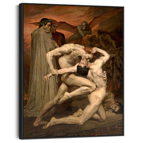 William Bouguereau Framed Art Print Canvas Dante and Virgil in Hell - Famous Painting