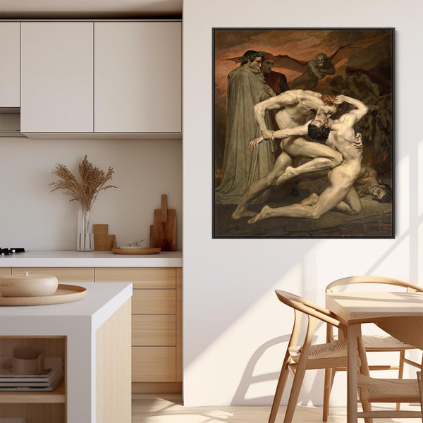 William Bouguereau Framed Art Print Canvas Dante and Virgil in Hell - Famous Painting