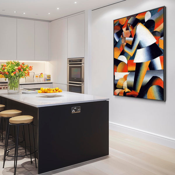 Kazimir Malevich Multi-Coloured Framed Abstract Artwork Canvas Woodcutter Painting