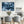 Blue White Framed Abstract Artwork Canvas XL - Deepflow