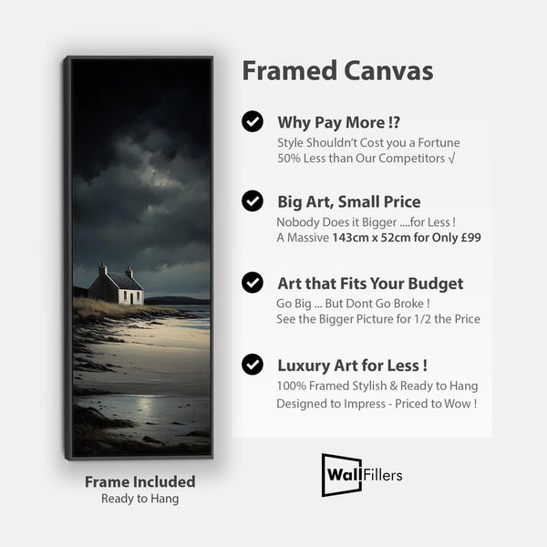 Tall Framed Scottish Print on Canvas Coastal Retreat