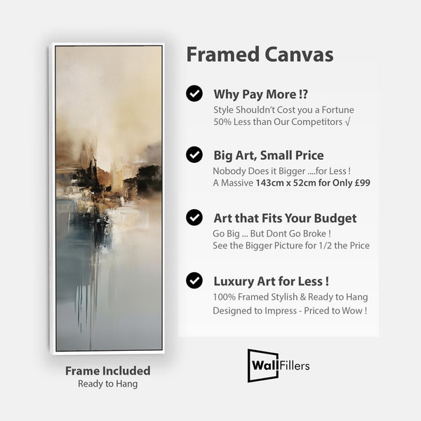 Tall Upright Framed Abstract Canvas - Teal Haze