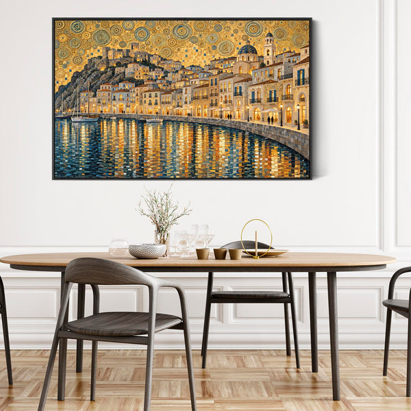 Gustav Klimt inspired Framed Artwork on Canvas Golden Promenade
