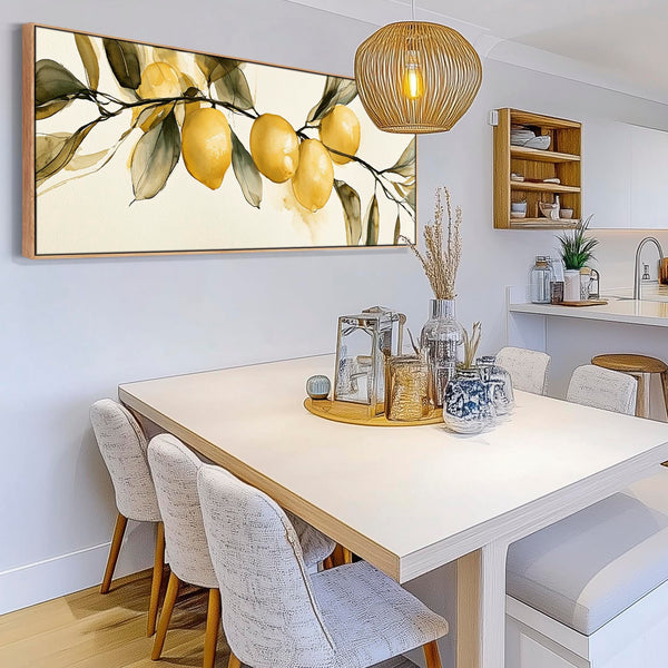 Framed Kitchen Wall Art Print Canvas Fresh Lemons