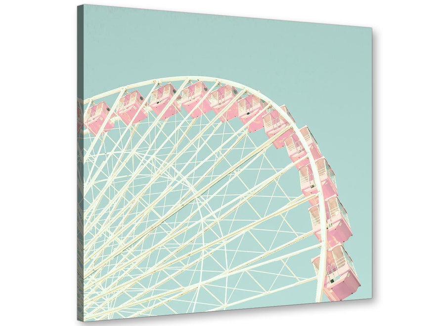 cheap shabby chic duck egg blue pink ferris wheel lifestyle canvas 64cm square 1s282m for your bedroom