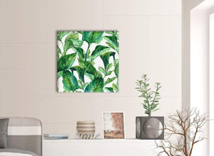 Green Palm Tropical Banana Leaves Canvas Wall Art Print - Modern 64cm Square - 1s324m