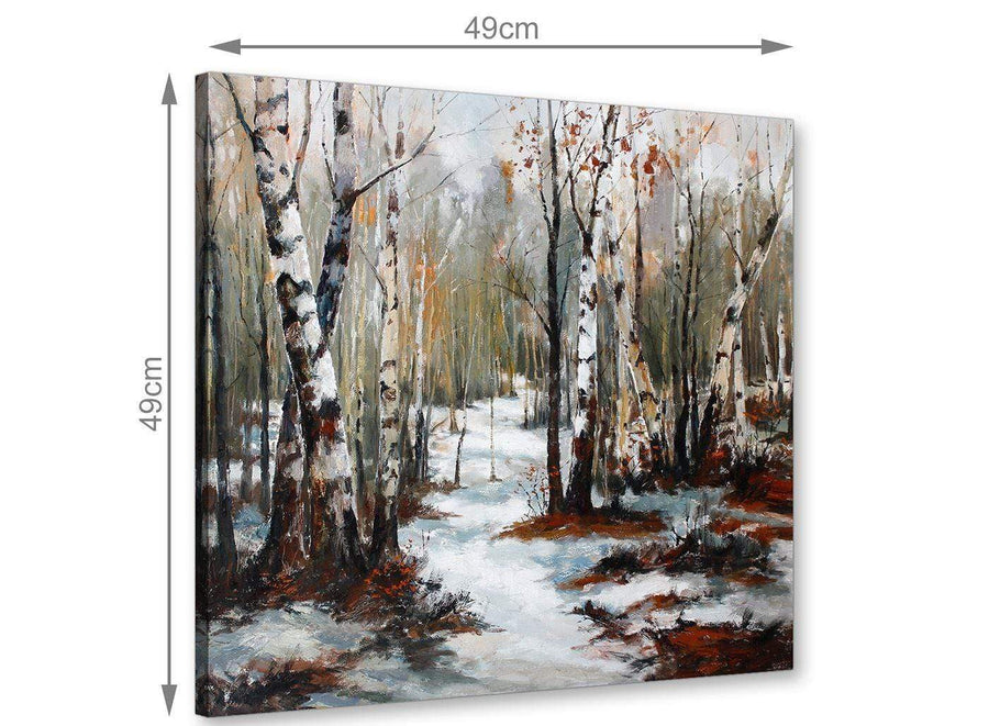 chic woodland winter trees forest scene landscape canvas modern 49cm square 1s295s for your dining room