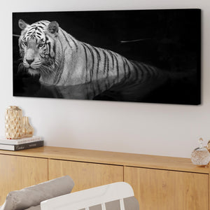 Modern Black White Bengal Tiger Water Canvas