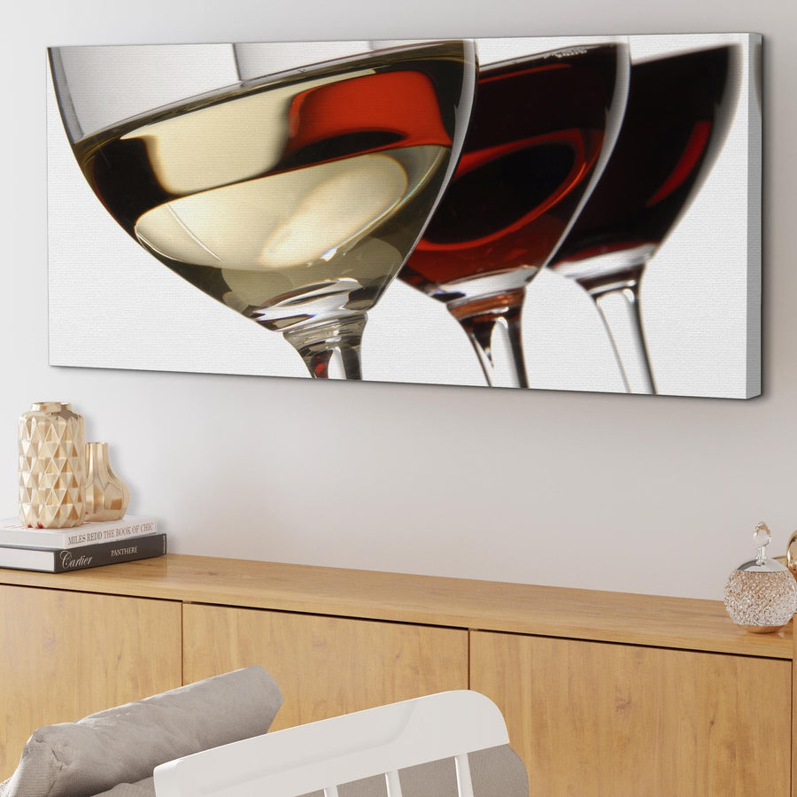 Red White Wine Glasses Kitchen Canvas