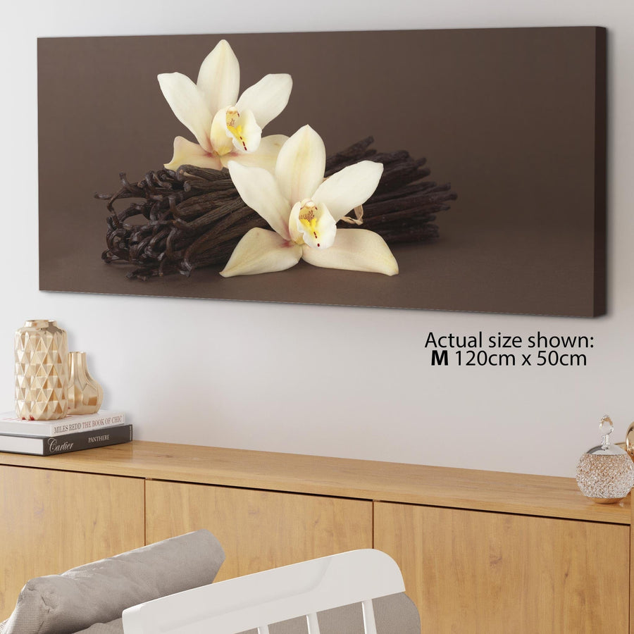 Brown and Cream Flower Floral Canvas
