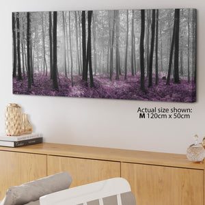 Modern Black Grey Plum Purple Forest Trees Landscape Canvas