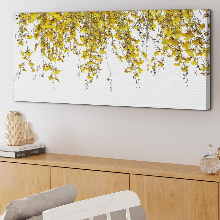 Modern Yellow White Orchids Flowers Floral Canvas