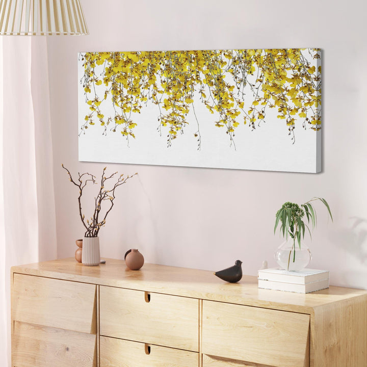 Modern Yellow White Orchids Flowers Floral Canvas - 1263