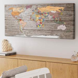 Large Decorative Map of World Atlas Canvas Wall Art Print - Modern