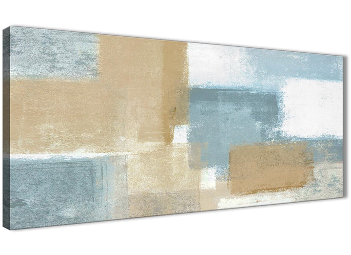 Oversized Blue Beige Brown Abstract Painting Canvas Wall Art Print Modern 120cm Wide For Your Living Room-1350 - 3350