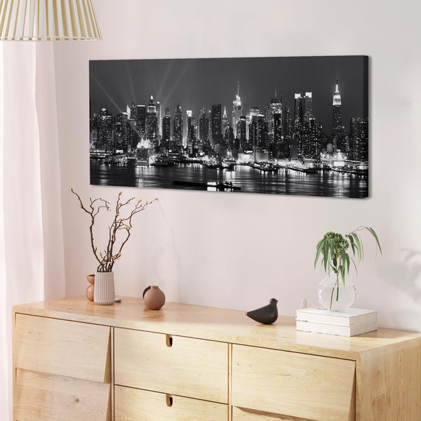 New York Skyline Canvas Wall Art - Cityscape - Black White and Grey