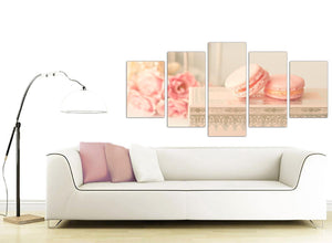 contemporary extra large pink cream french shabby chic bedroom abstract canvas split 5 set 5284 for your girls bedroom