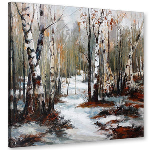 modern woodland winter trees forest scene landscape canvas modern 79cm square 1s295l for your dining room