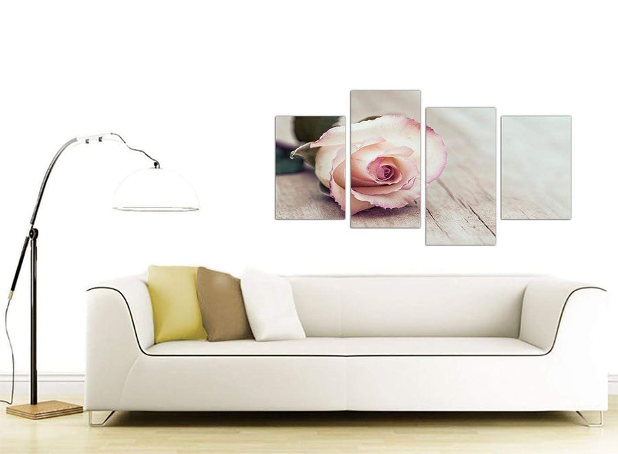 contemporary large vintage shabby chic french rose cream floral canvas multi 4 panel 4278 for your bedroom